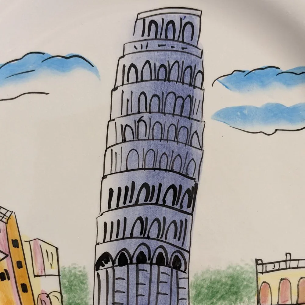 Vtg  8" Oneida Festa Italia Cheese/Salad/Dessert/Appetizers Venice Rome Pair - Picture 3 of 16